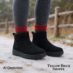 White Mountain Women's Inspa Lined Black Ankle Bootie 10